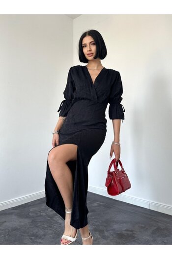 Nnstartshopping Black Slit Jacquard Dress