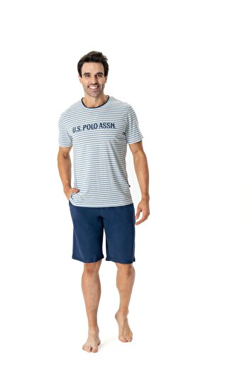 U.S. Polo Assn. Ανδρικό κοντό μανίκι US Polo Assn18773 Άνετο για το σπίτι με σορτς-μπλε