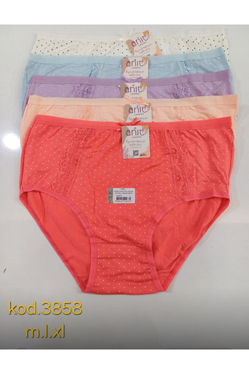 Anıt Polka Dot High Waist Lace Detailed 5-Pack Bato Panties