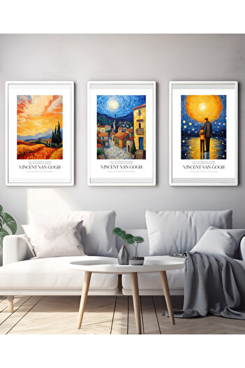 Hiras Dizayn 3 Piece Poster Set Vincent Van Gogh Paintings No4 Decorative Art Painting 3 Sizes Frameless Wall Decor