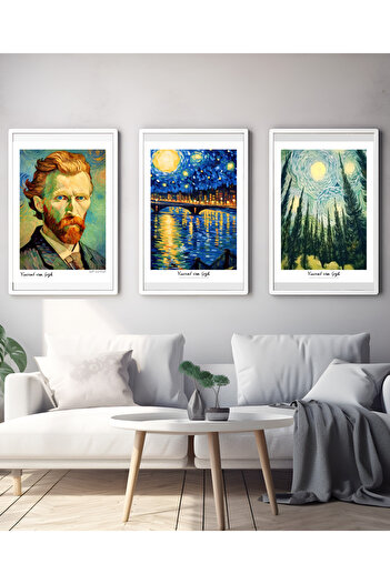 Hiras Dizayn 3 Piece Poster Set Vincent Van Gogh Paintings No6 Decorative Art Painting 3 Sizes Frameless Wall Decor