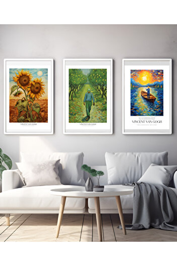 Hiras Dizayn 3 Piece Poster Set Vincent Van Gogh Paintings No3 Decorative Art Painting 3 Sizes Frameless Wall Decor