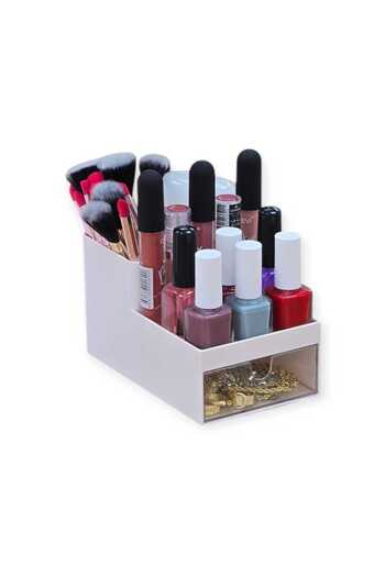 Bayev Tatto Single Drawer Makeup Box - Nail Polish Stand Pen Holder