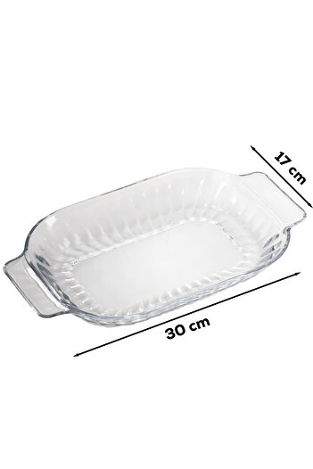 Porsima 1160 Shell Kulplu Cam Salata ve Servis Sunum Tabağı 17x30 cm