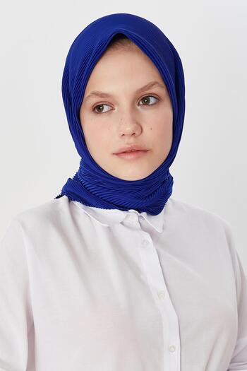 MARKALİSTE Saks Blue Pleated Scarf