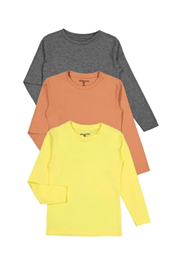 Divonette Girls and Boys Cotton Set of 3 Plain Unisex T-Shirt - Children's Clothing