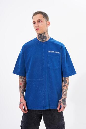 Machinist Men's Denim Pocket Washed Oversize Indigo T-Shirt