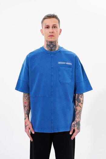 Machinist Denim Oversize Indigo Men's T-Shirt with Pocket