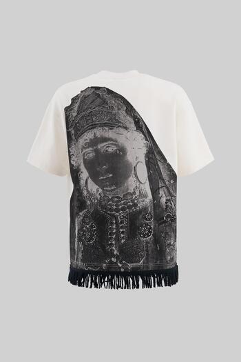 Machinist Men's Traditional Fringe Oversize Ecru T-Shirt
