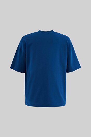 Machinist Tricou oversize indigo cu broderie Parrot pentru bărbați
