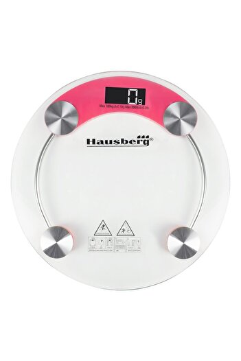 Hausberg Body scale HB-6000RZ, LCD display, automatic shutdown, battery indicator, 180 kg, Glass, Pink