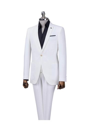 TerziAdemAltun Білий італійський стиль Slim Fit піджак і брюки - T12518