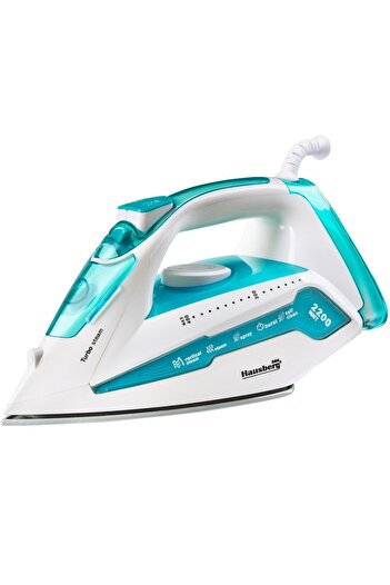 Hausberg Fier de calcat HB-7898AB, ceramica, jet 18g/min, Functie spray 2000-2300W, Alb/Albastru