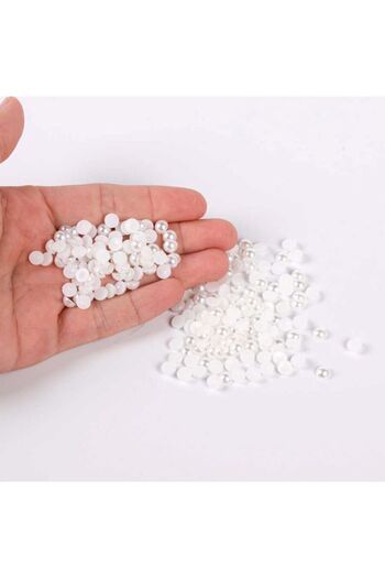 PASAMİA 6 mm White Color Half Pearl 25 g (350-400 Pieces)