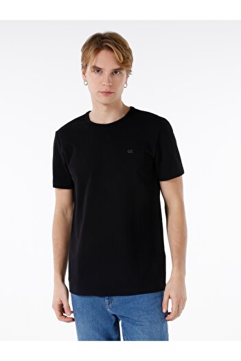 Colin's Ανδρικό κοντομάνικο μπλουζάκι Normal Cut Crew Neck με στάμπα μαύρο Cl 1068565