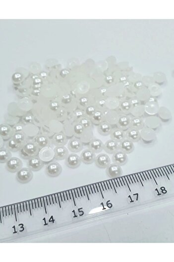 PASAMİA 4 mm White Half Perforation Free Pearl Beads 25 g (1150-1200 Pieces)