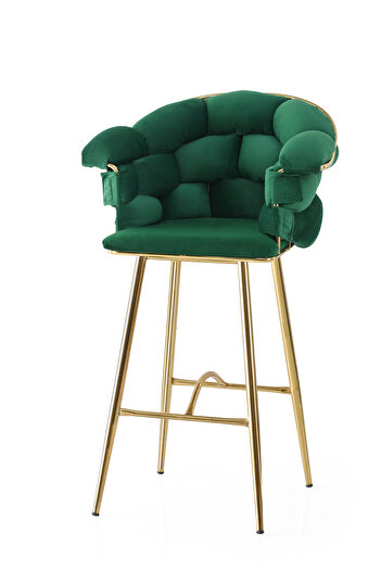 Viento Mobilya 4 Adet Balon Gold Metal İskelet Bar Sandalyesi Babyface Kumaş