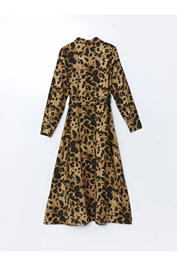 LC Waikiki LCW Vision Kahverengi Leopar Desenli Kadın Gömlek Elbise