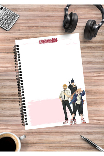 mertfigur Chainsaw Man Denji Power Aki Makima Anime Spiral Notebook A5 (50Sheets)