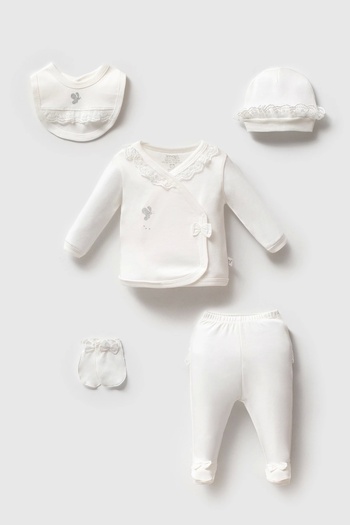 imajbebe Butterfly Lace Girl's 5-Piece Bodysuit, Hospital Exit Set