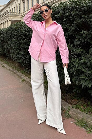 Madmext Pembe Basic Kadın Gömlek Mg2355