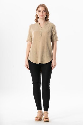 Eliş Şile Bezi Short Sleeve V-Neck Blouse Vzn Summer Blouse