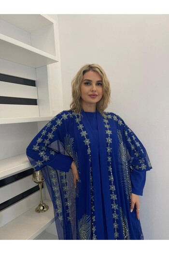 White Corner 2767 Abaya Double Set