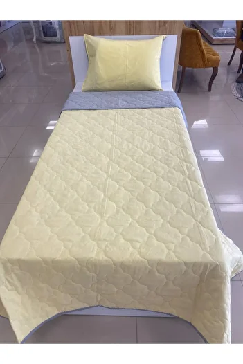Sudem Home Collection Single Quilted Double Sided Bedspread Set Young Children's Room Bedspread Gray - Yellow