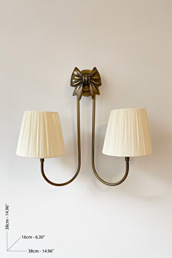 Fivorno Aydınlatma Bow Series Double Arm Ribbon Detailed Antique Color Coated Wall Sconce