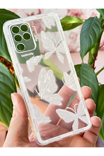 Fibaks Case for Oppo Reno 5 Lite Transparent Butterfly Design Patterned Soft Silicone Cover with Camera Protection