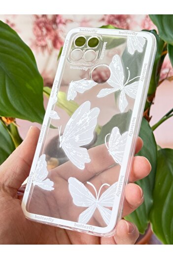 Fibaks Oppo A15 - A15S Kılıf Şeffaf Kelebek Tasarımlı Desenli Kamera Korumalı Yumuşak Silikon Kapak