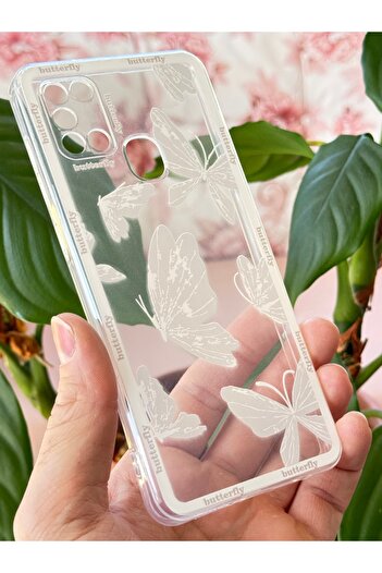 Fibaks Case for Samsung Galaxy M31 Transparent Butterfly Design Patterned Camera Protection Soft Silicone Cover