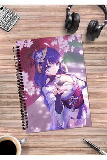 mertfigur Genshin Raiden Shogun Anime Spiral Notebook A5 (50Sheets)