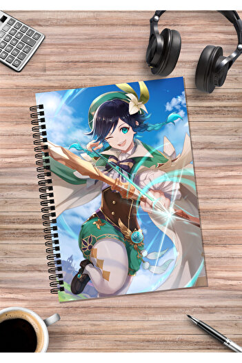 mertfigur Genshin Venti Anime Spiral Notebook A5 (50 Sheets)