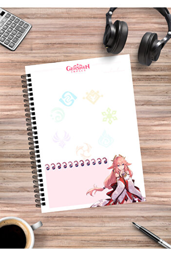 mertfigur Genshin Yae Miko Yaemiko Anime Spiral Notebook A5 (50Sheets)