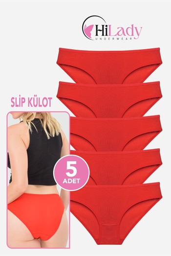 Hilady PACK OF 5 BIKINI COTTON RED PANTY