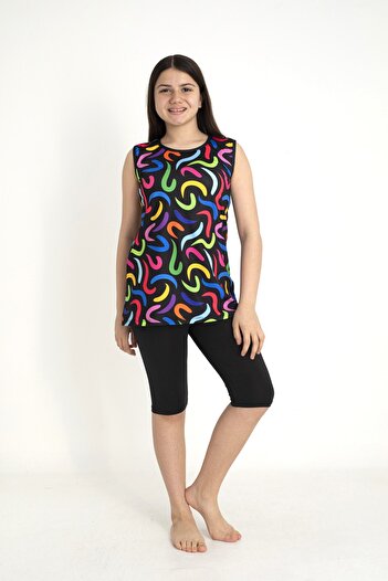 SEBOTEKS Girls' Sleeveless Tights Swimsuit 3507