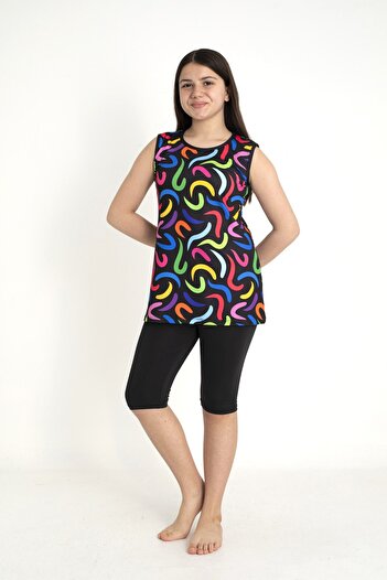 SEBOTEKS Girls' Sleeveless Tights Swimsuit 3507
