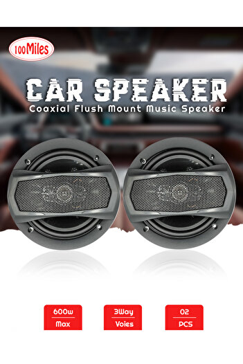 Generic 100Miles 6" 3-Way Coaxial Car Speaker, 600W Max, High-Power Flush Mount Audio System (2 Pcs)