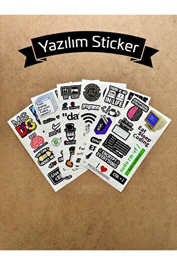 hdsticker 55 Adet Yazılım & Yazılımcı Software Developer Laptop Notebook Tablet Etiket Sticker Set P55