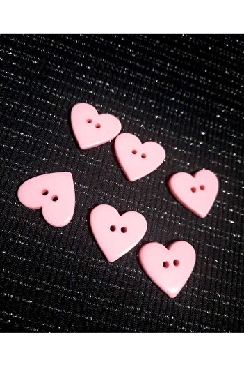 Beyna Pink Polyester Heart Button 2.5 cm 1 Pack 10 Pieces