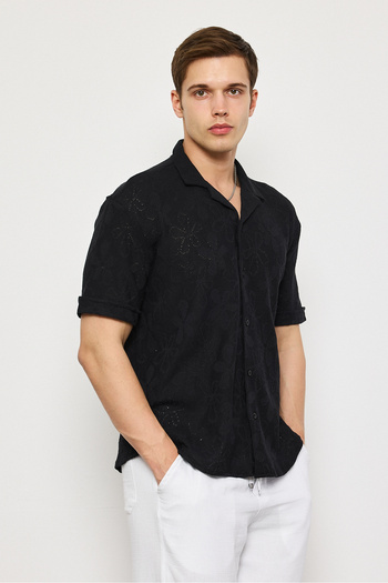İLKCET MODA Patterned Hole Detail Oversize Men's Shirt