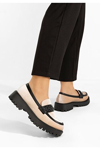 B T Shoes Mocasini cu talpa groasa Angelita bej