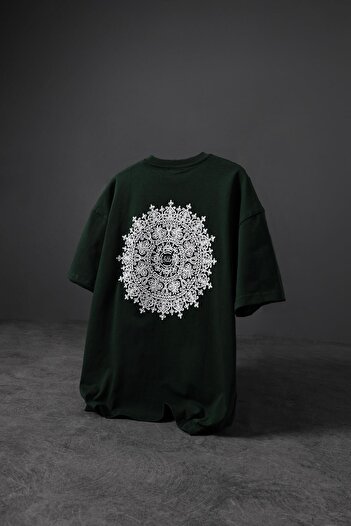 Slatra Men's Green Oversize T-Shirt - Shoulder and Back Embroidered