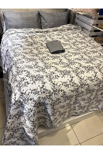 ŞENER HOME Plum Branch Patterned Sheet Elastic Single Pique Set