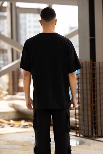 soonaksesuar Μπλουζάκι Unisex Crew Neck Printed Oversize - Μαύρο