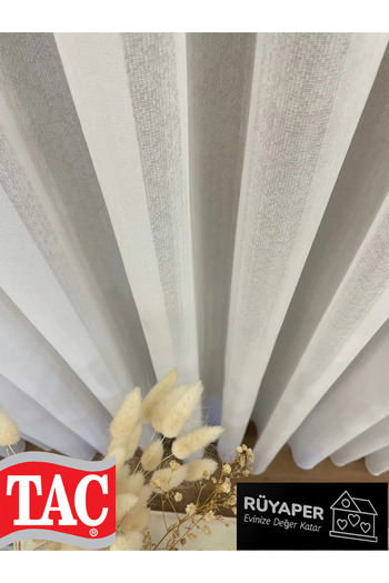 Taç Ecru Linen Effect 1/3 Sik Pleat Tulle Curtain