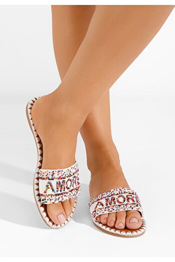 B T Shoes Papuci fara toc Alasia albi