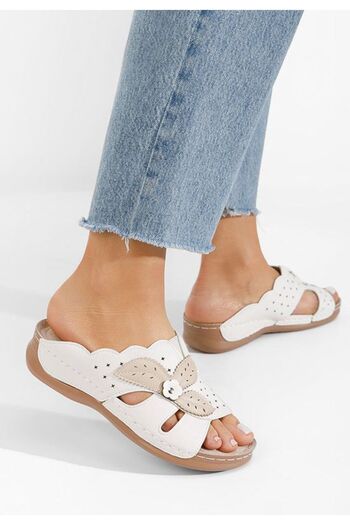 B T Shoes Yanda white orthopedic slippers