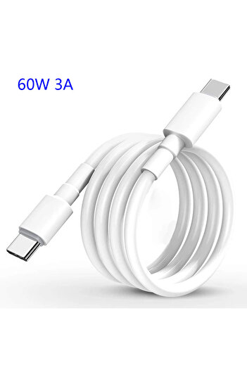 Choice كابل USB-C إلى USB-C بطول 2 متر، 60 واط، 3 أمبير، أبيض، 100 واط، PD لأجهزة MacBook Air وMacBook Pro